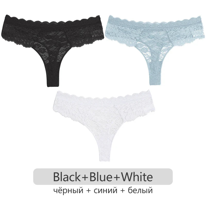 Full Lace Thongs – 3-Piece Lingerie Set for Women