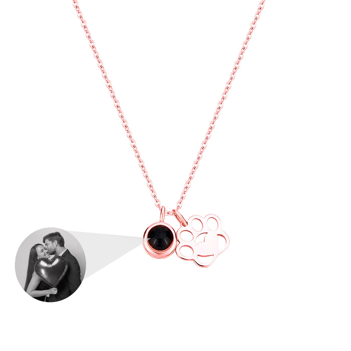 Customized Photo Dog Paws Projection Necklace Pendant Jewelry For Lover Girlfriend
