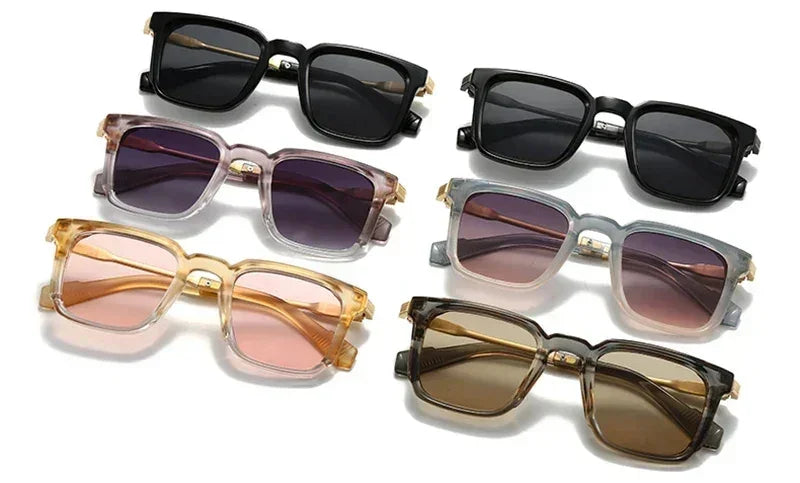 SHAUNA New Square Women Luxury Sunglasses Retro Rivets Men Gradient Shades UV400 Sun Glasses