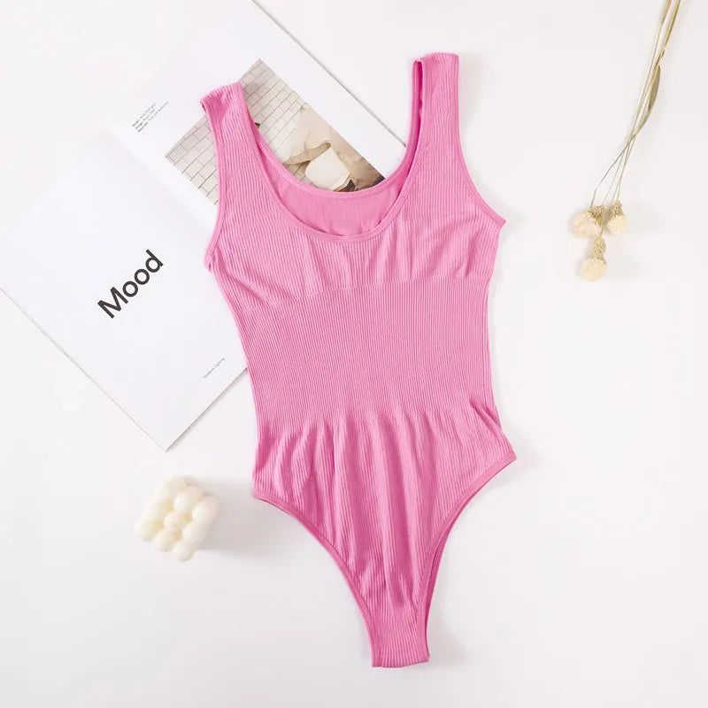 Women Seamless Jumpsuits Tummy Control Shapewear Pants Female Bodysuit Slimming Underwear U Back Tops Sexy Thongs Bodyshaper