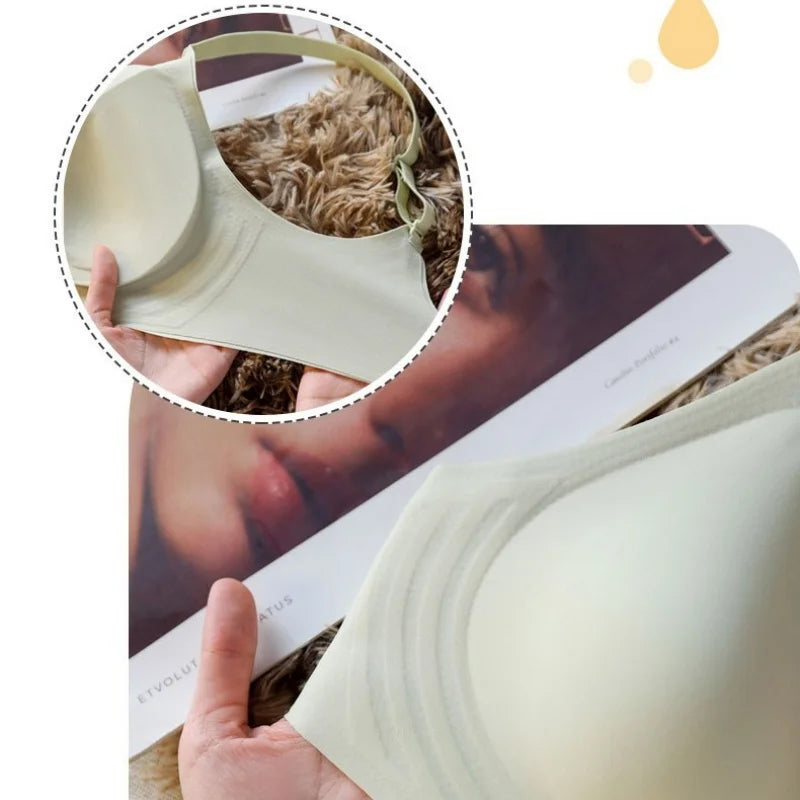 One Piece Wireless Bra Women Deep V Seamless Padded Bra 3 Row Hook Back Underwear Light Support All Match Basic Daily Intimate