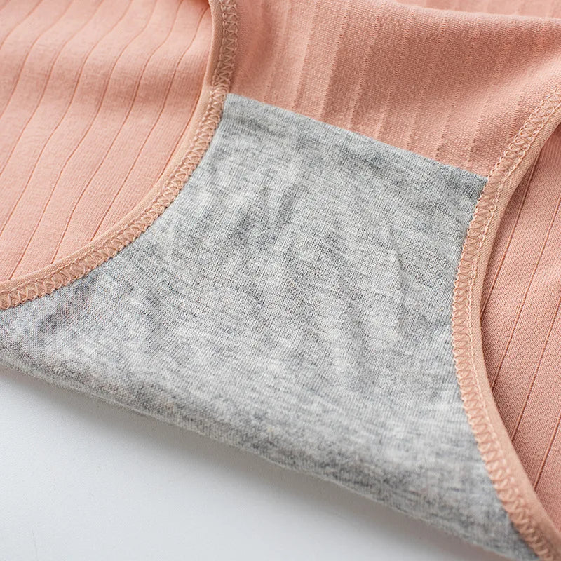 4Pcs/Set Women Cotton Panties Low Waist Briefs Breathable Comfort Underwear Sexy Lingerie Solid Color Underpants Intimates M-XL