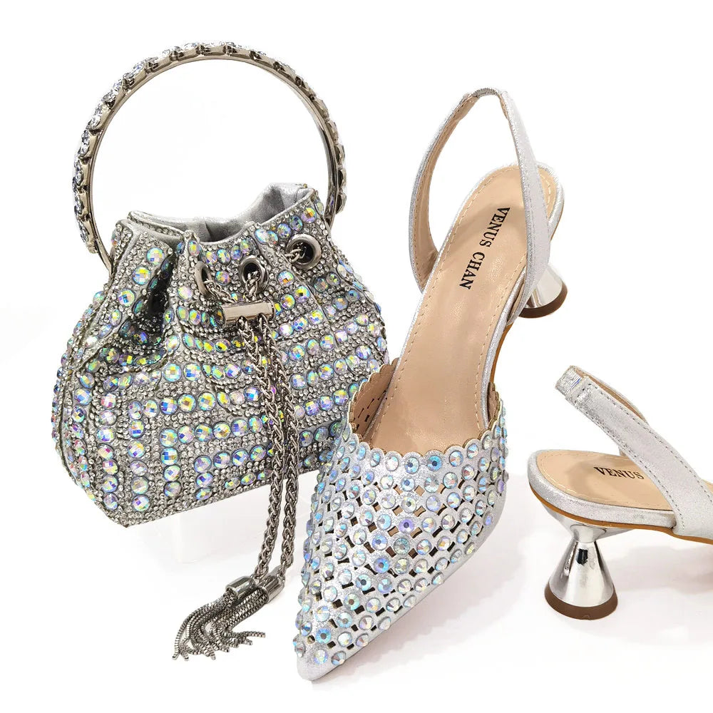 Doershow African fashion Italian Shoes And Bag Sets For Evening Party With Stones wine Italian Handbags Match Bags! HAE1-4