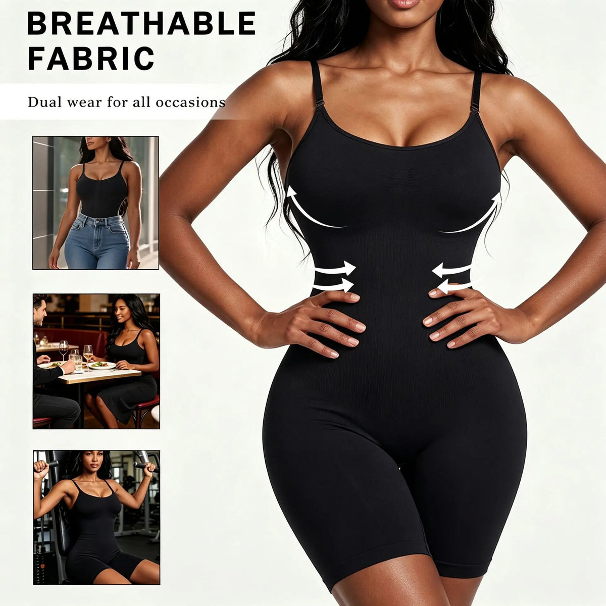 Seamless Tummy Control Shapewear Bodysuit, Adjustable Strap Shapewear, Slimming Underwear for Women