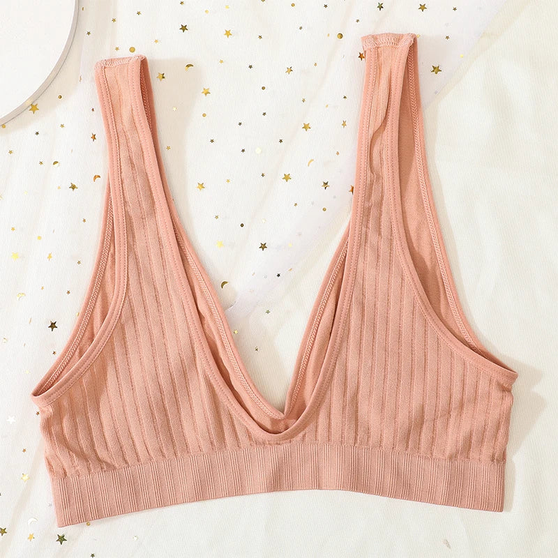3pcs/lot Seamless Bra Push Up Bras For Women Deep V-neck Bralette Sexy Lingerie Female Low Back Sleep Underwear Unlined Crop Top