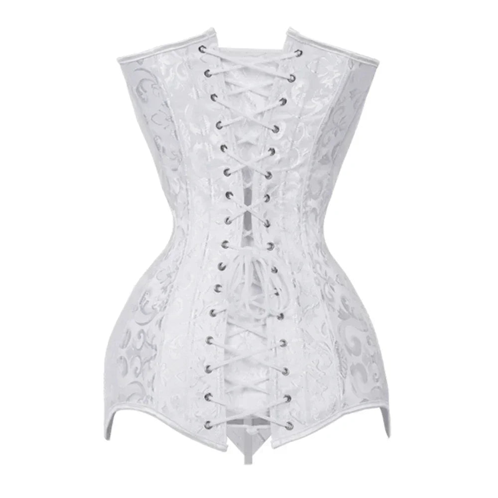 White Bridal Corselet Long Torso Waist Training Corset Lingrie Bones Overbust Hourglass Body Shaper Corset Size XS-6XL 942