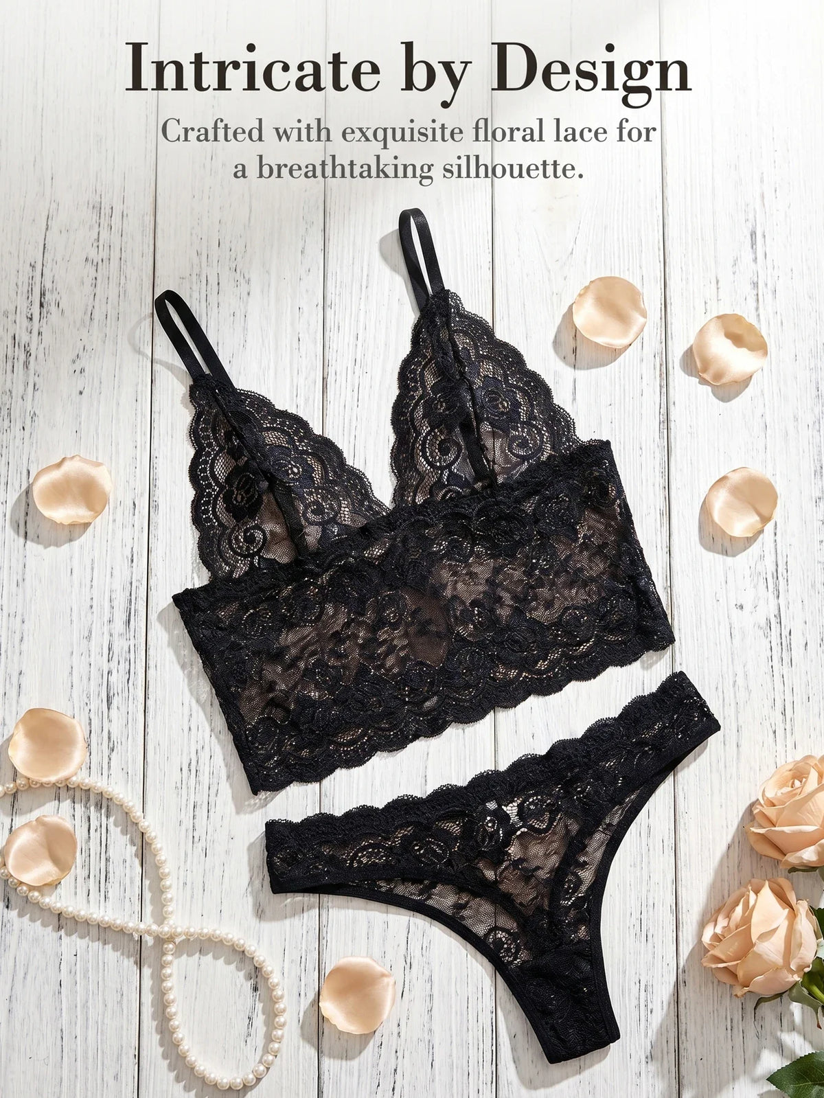 fashion Lace Set wire-free Sexy Lingerie Transparent Bra Underwear Set Women&