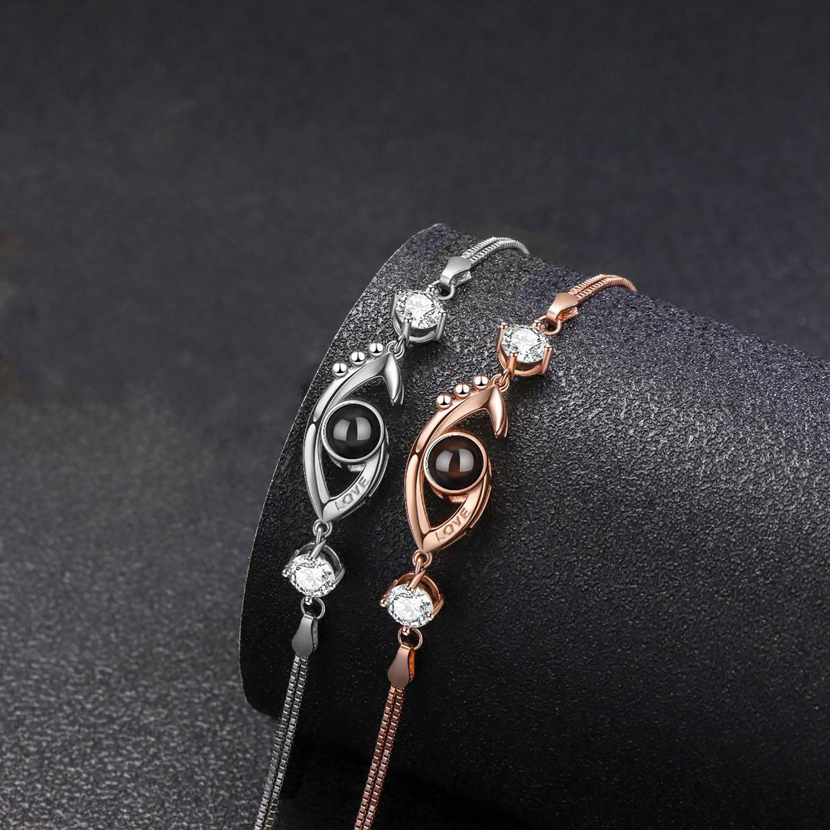 Customizable Photo EyesCircle Projection Bracelets Personalized Couple Memorial Jewelr