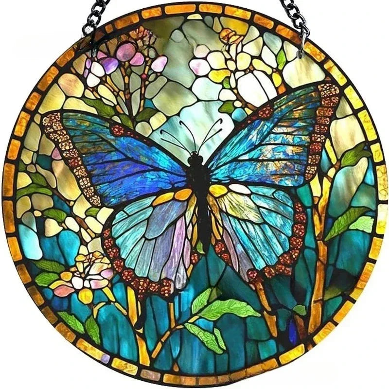 Enchanting Hummingbird Suncatcher – Vibrant Stained Glass Window Hanging Decor