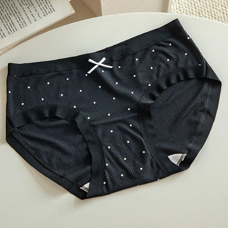 4pcs New Arrival Mid Waist Dot Print Underwear Ladies Sexy Panties for Women Comfortable Girls Briefs Intimates Lingerie