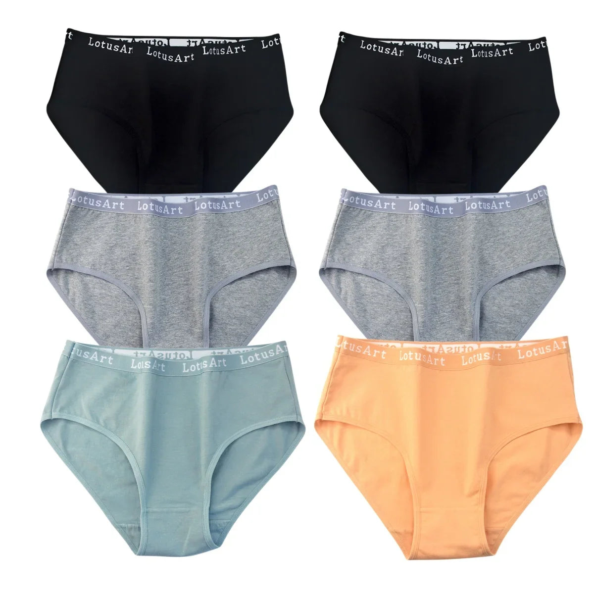6Pcs/Set Women High Waist Cotton Briefs Letter Print Wide Waistband Panties Solid Color Full Coverage Hip Lifting Lingerie M-2XL