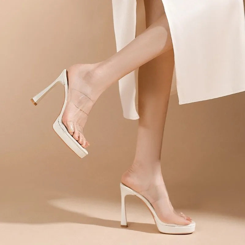 Transparent Crystal High Heel Sandals Women&