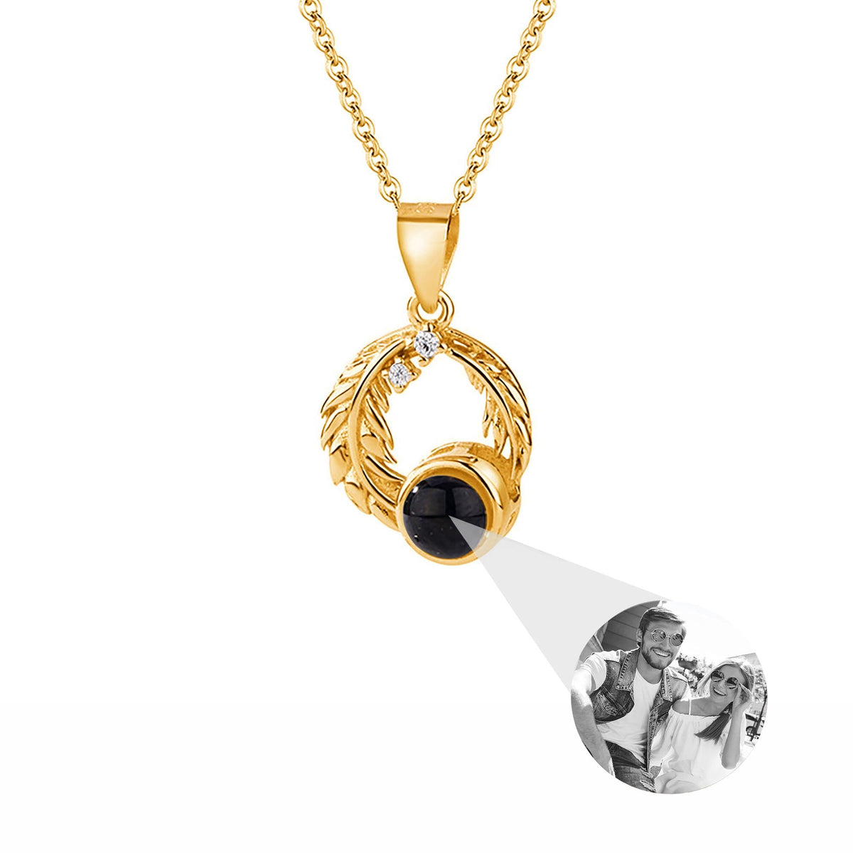 Feathers for customized photos Projection Necklace Pendant Jewelry For Lover Girlfriend