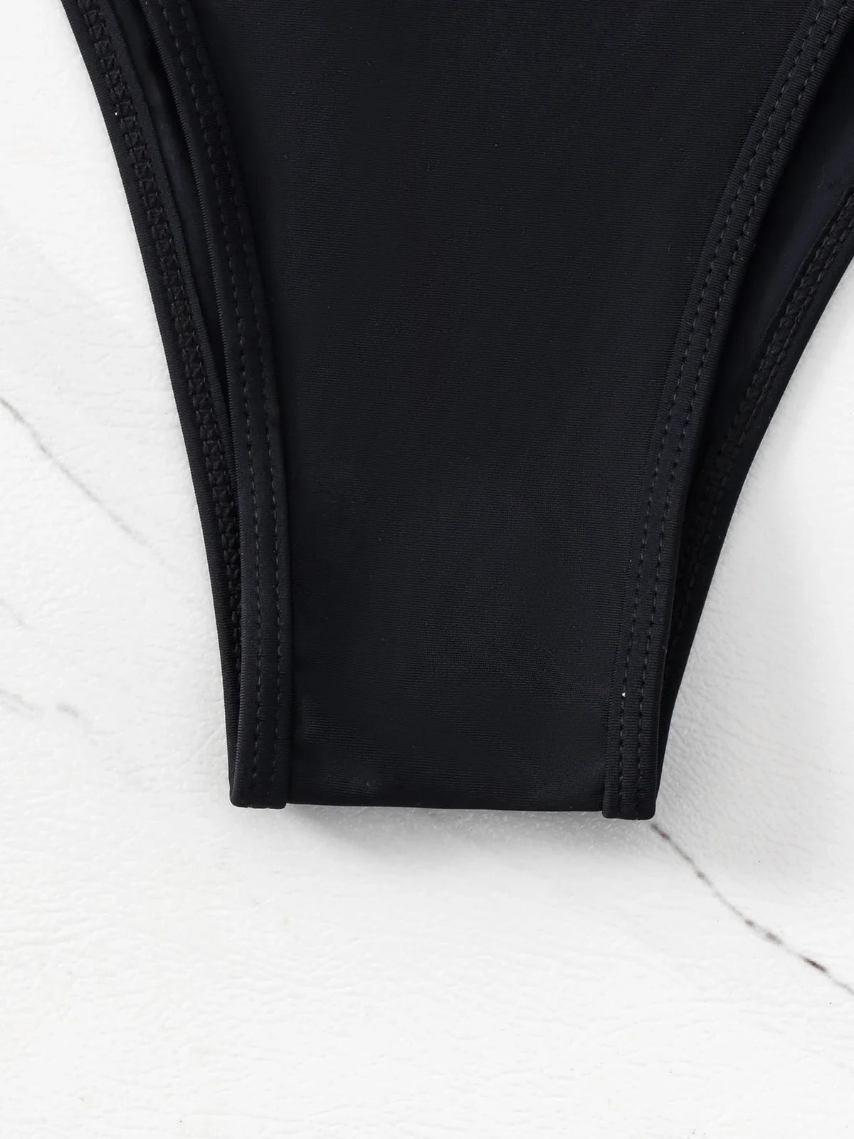 Black Sexy Bikini Split Swimsuit Set Tie-Up Neck Adjustable Straps Beachwear for Women