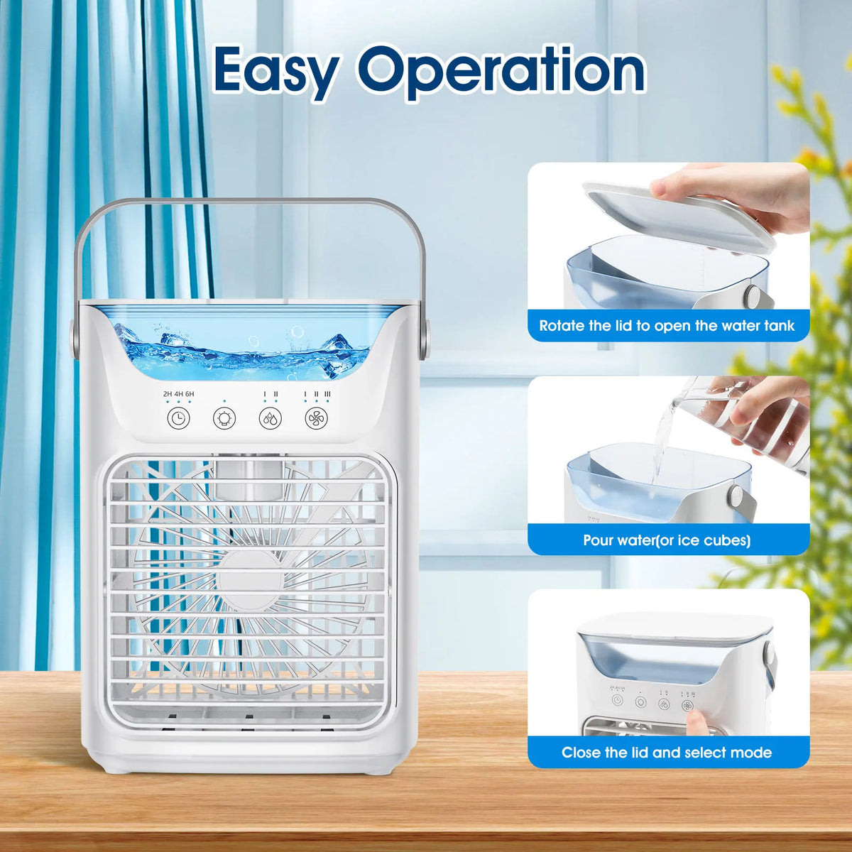 Portable Mini Desktop Air Conditioner Fan with Timer Small Room Spray Water AC for Cooling Air Conditioning for Room