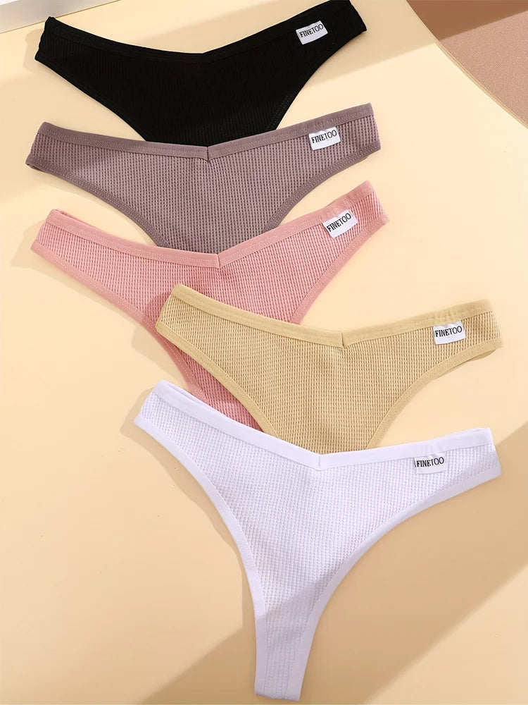 Premium Cotton G-String Panties 5-Piece Set for Women