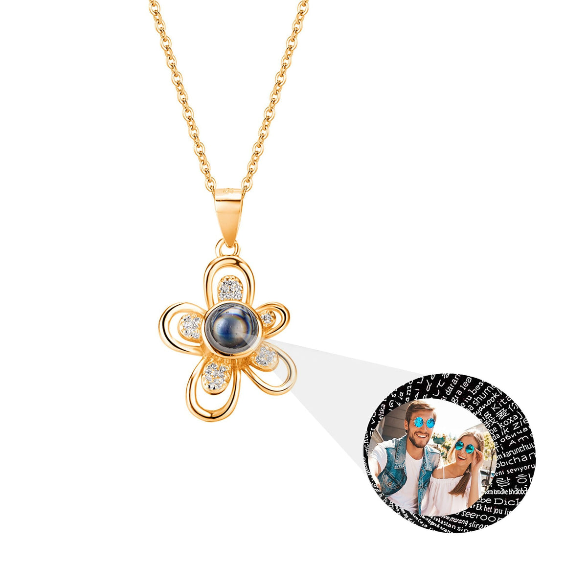 Flowers that can be customized for photos Projection Necklace Pendant Jewelry
