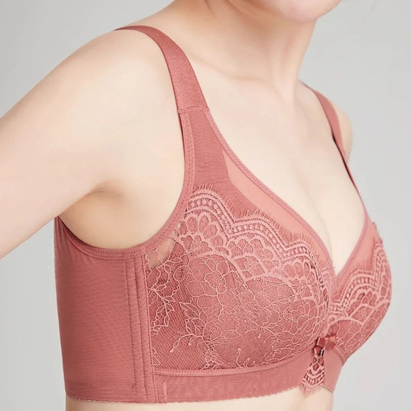 French Lace Minimizer Bra for Women U-Back Side Support Top Up Bra Anti-Sag Sexy Shapewear Underwear New Autumn OWD6017