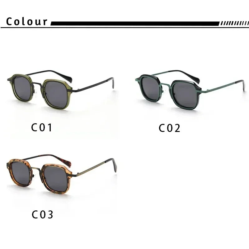 Caterside Punk Retro Polarized Sunglasses Men Mental Fashion Square Sun Glasses Women Outdoor Travel Driving Eyewear UV400