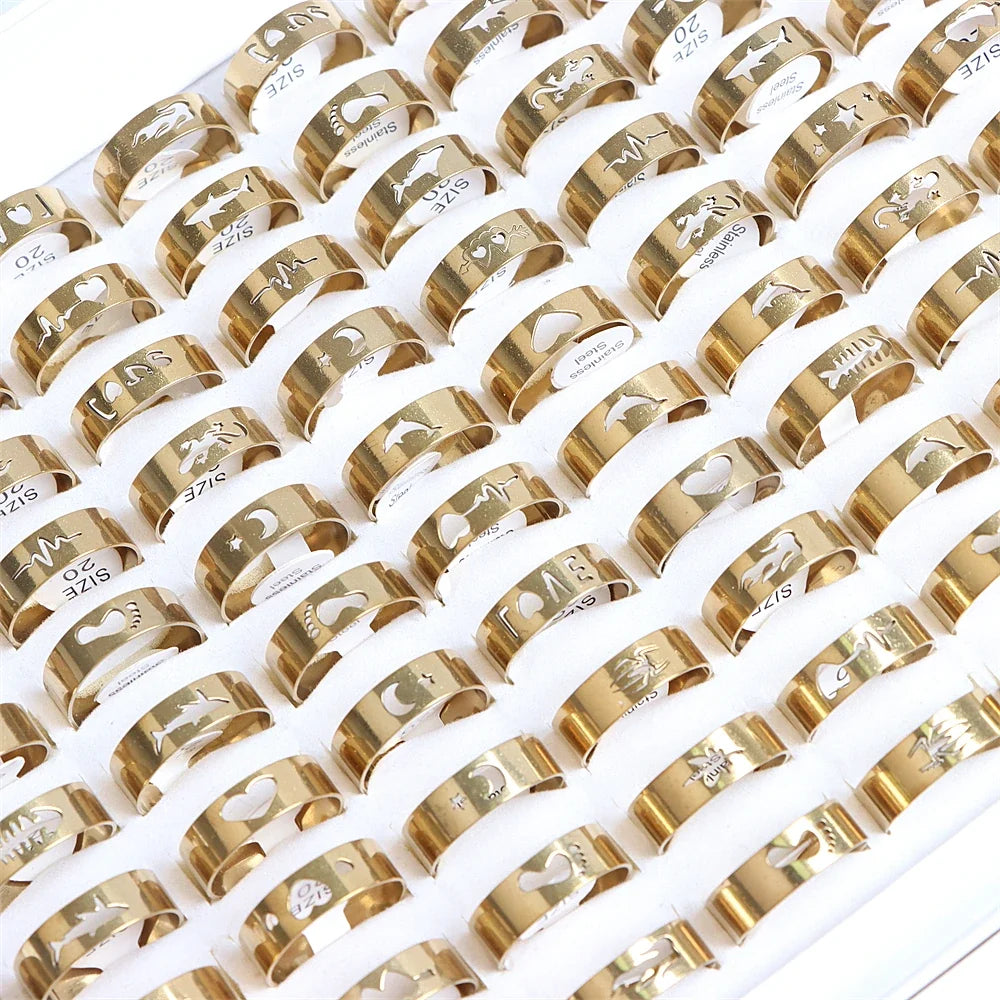 10/20 Pcs/Lot Fashion Multi Style Stainless Steel Jewelry Rings Zircon Crystal Spinner 5 Colors Punk Spikes For Womens Mens Gift