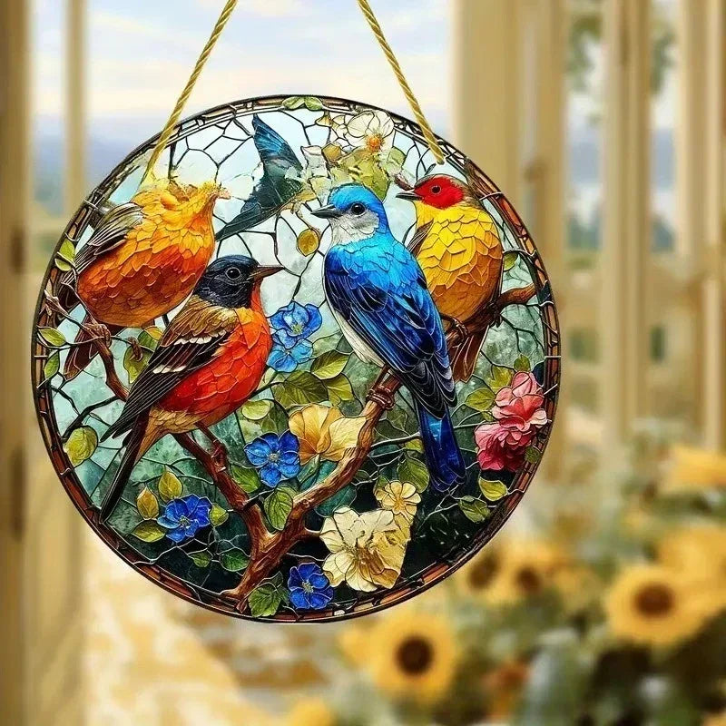 Enchanting Hummingbird Suncatcher – Vibrant Stained Glass Window Hanging Decor
