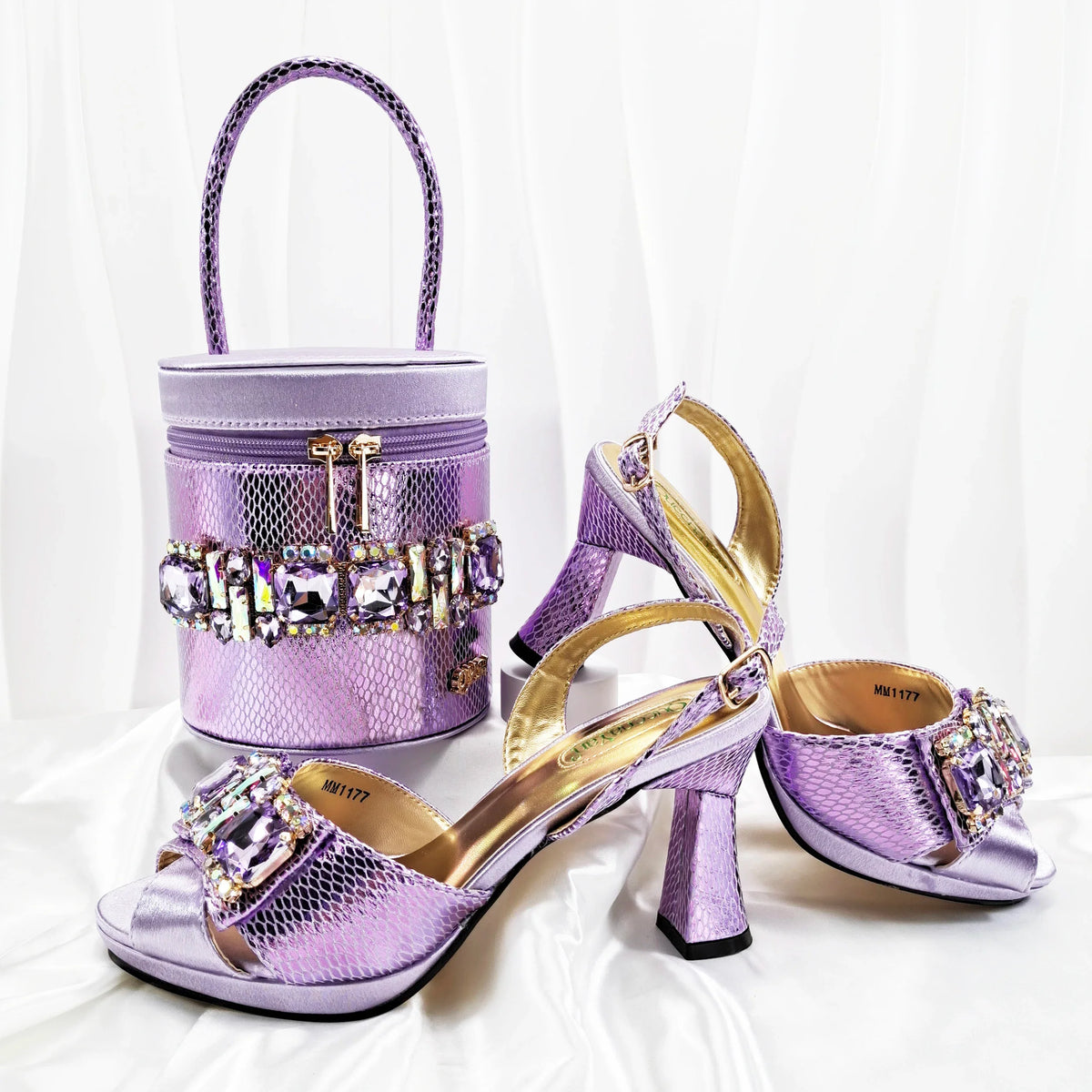 doershow new come Matching Women Shoe and Bag Set Decorated colorful Nigerian Shoes and Bag Set Italy Shoes and Bag set HF1-1