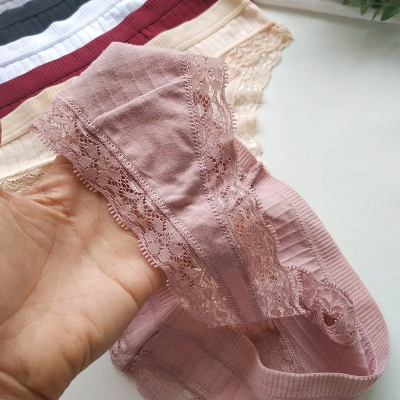 1Pc Cotton Panties Women G-string Female Underpants Lace Pantys Sexy Lingerie M-XL Panties Soft Seamless Underwear Intimates