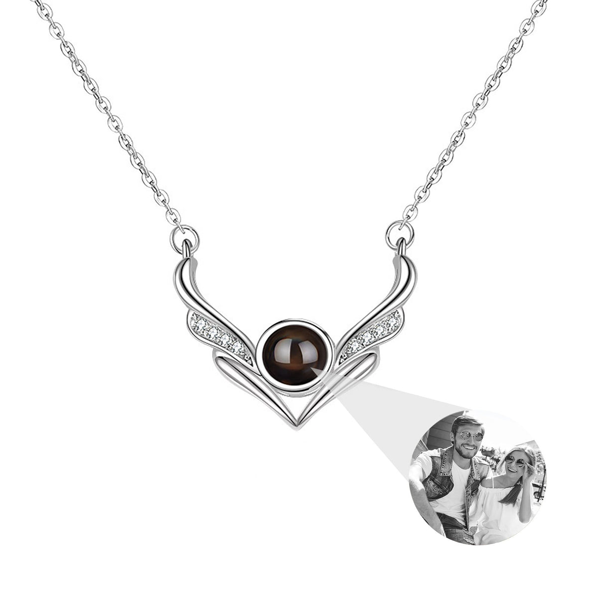Angel wings with customizable photosProjection Necklace Pendant Jewelry