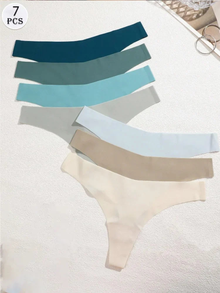7-Piece Seamless Ice Silk Panties Set for Women