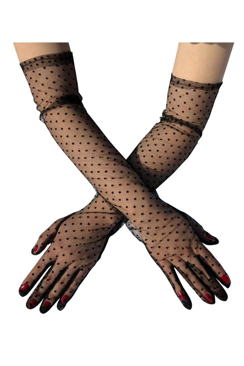 French Dot Mesh Gloves