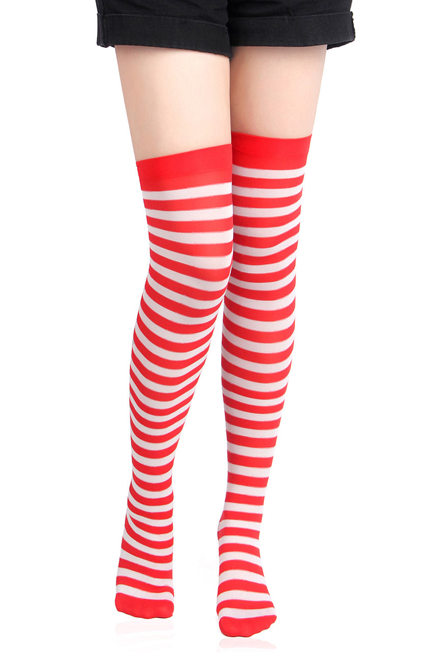 Thigh High Stockings with Stripes