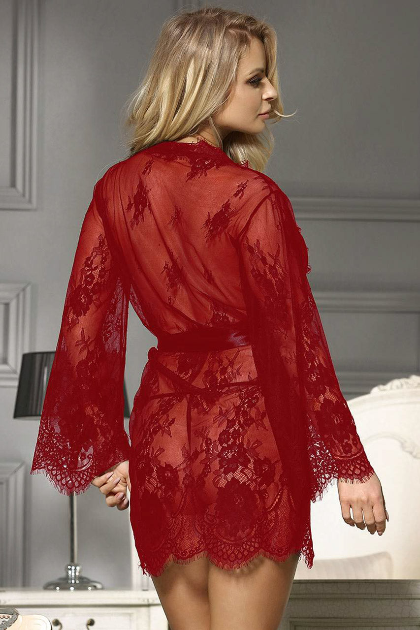 Short Eyelash Lace Robe