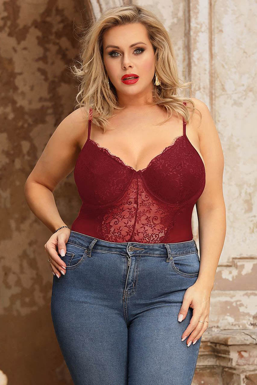 Plus Size Lace Underwire Teddy