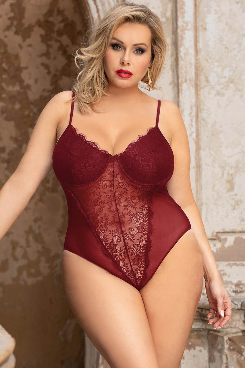 Plus Size Lace Underwire Teddy