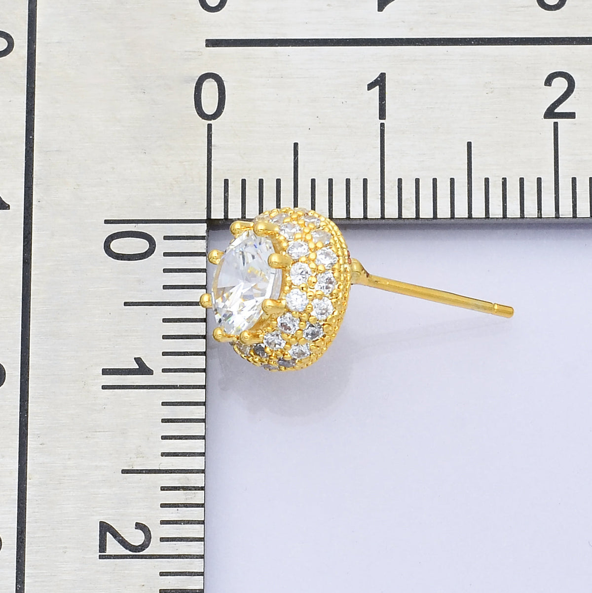14K Gold Filled CZ Micro Paved Round Bezel Stud Earrings in Gold & Silver | V312