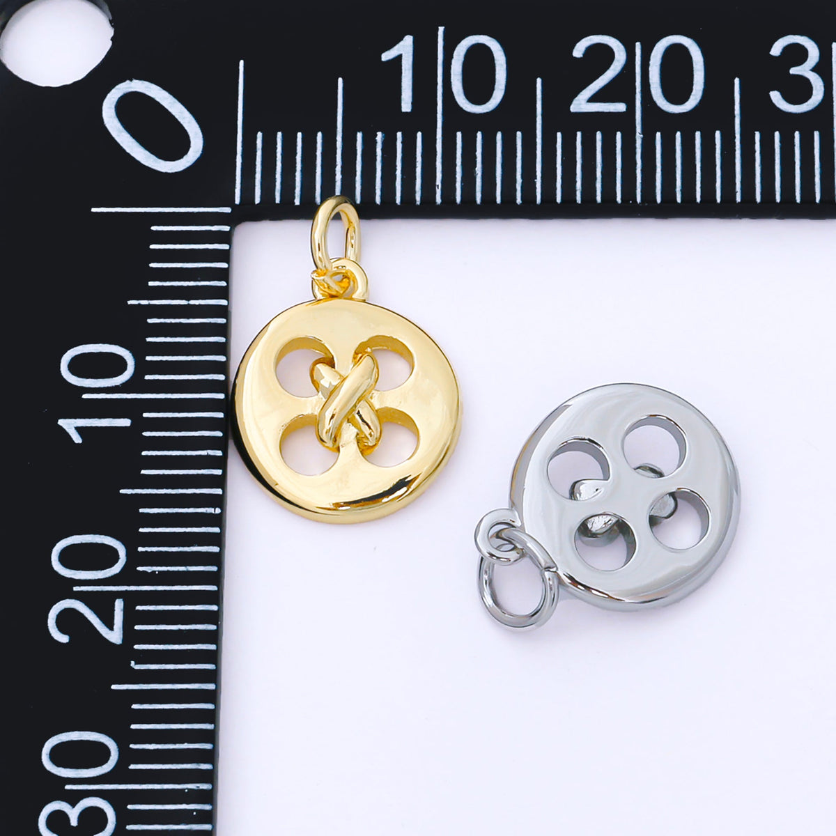 24K Gold Filled 11mm Clothes Buttons Round Charm in Gold & Silver | AF1549