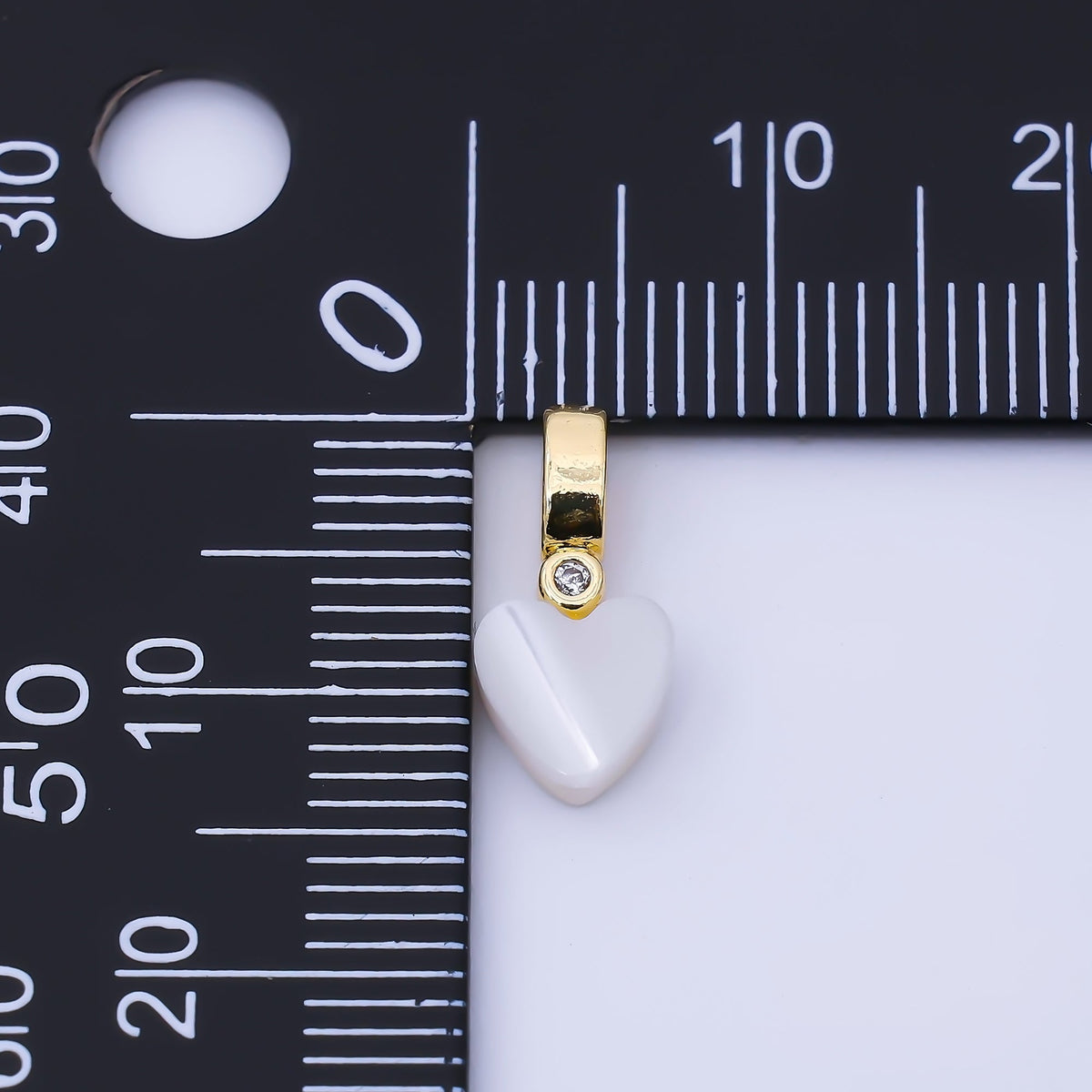 24K Gold Filled 13mm Heart Shell Pearl Clear CZ Bail Pendant | P1953