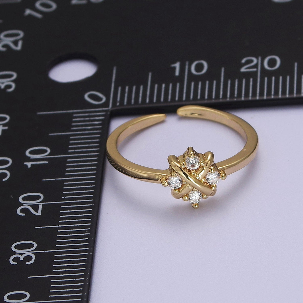 Dainty Gold Flower Ring Open Adjustable Ring S-529