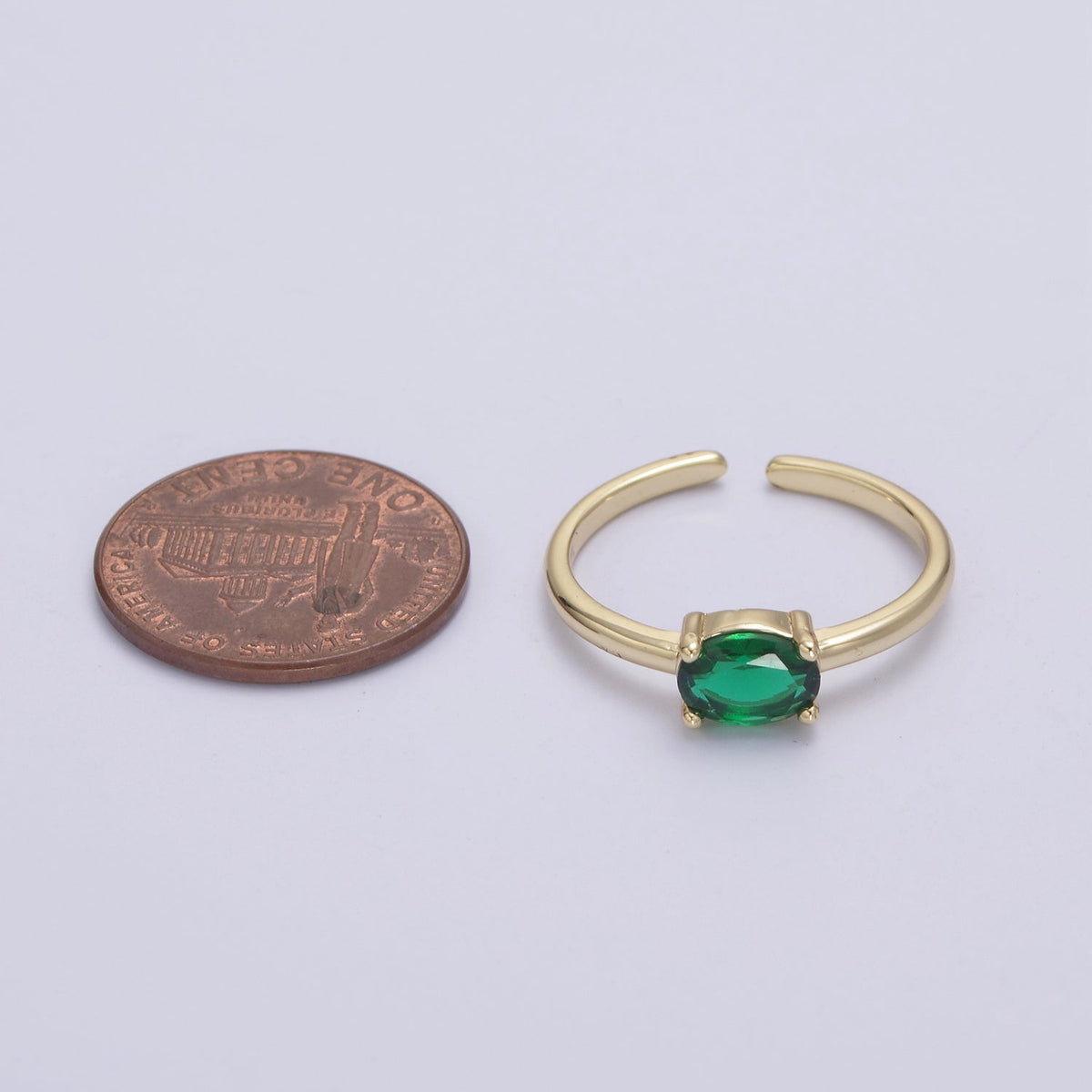 14K Gold Filled Red, Blue, Pink, Light Blue, Purple, Green Round Solitaire CZ Ring | U269 - U274