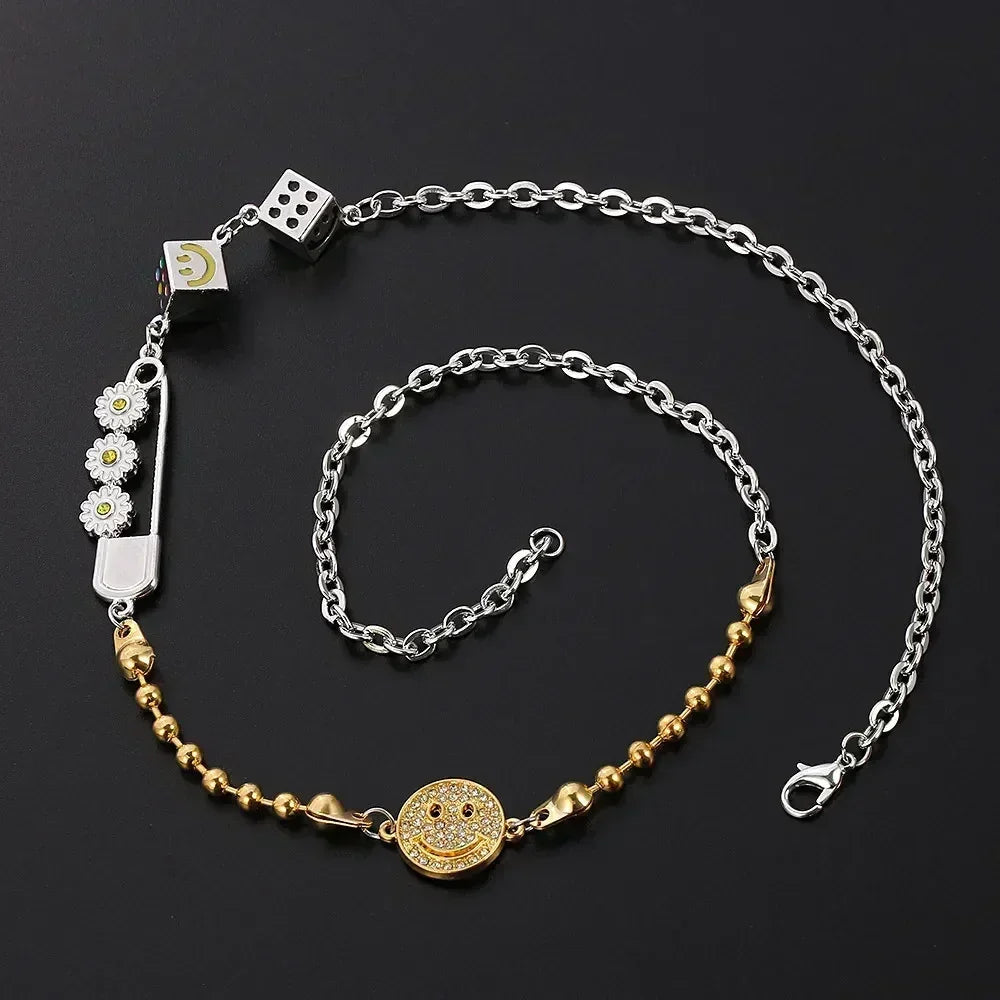Men Hip Hop Full Rhinestone King Queen Pendants Necklaces Bling Bling Iced Out Cuban Link Chain Hiphop Necklace Men Jewelry Gift