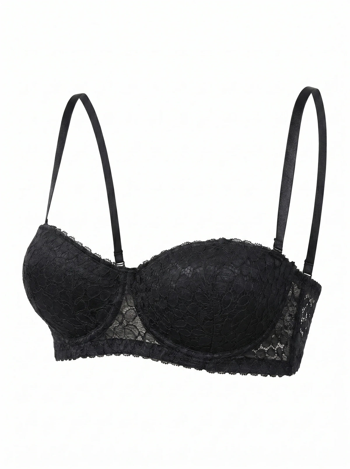 Women Black Lace Bra Half Cup Sexy Floral Embroidery Eyelash Trim Sensual Underwear Push Up Balconette Lingerie A3115