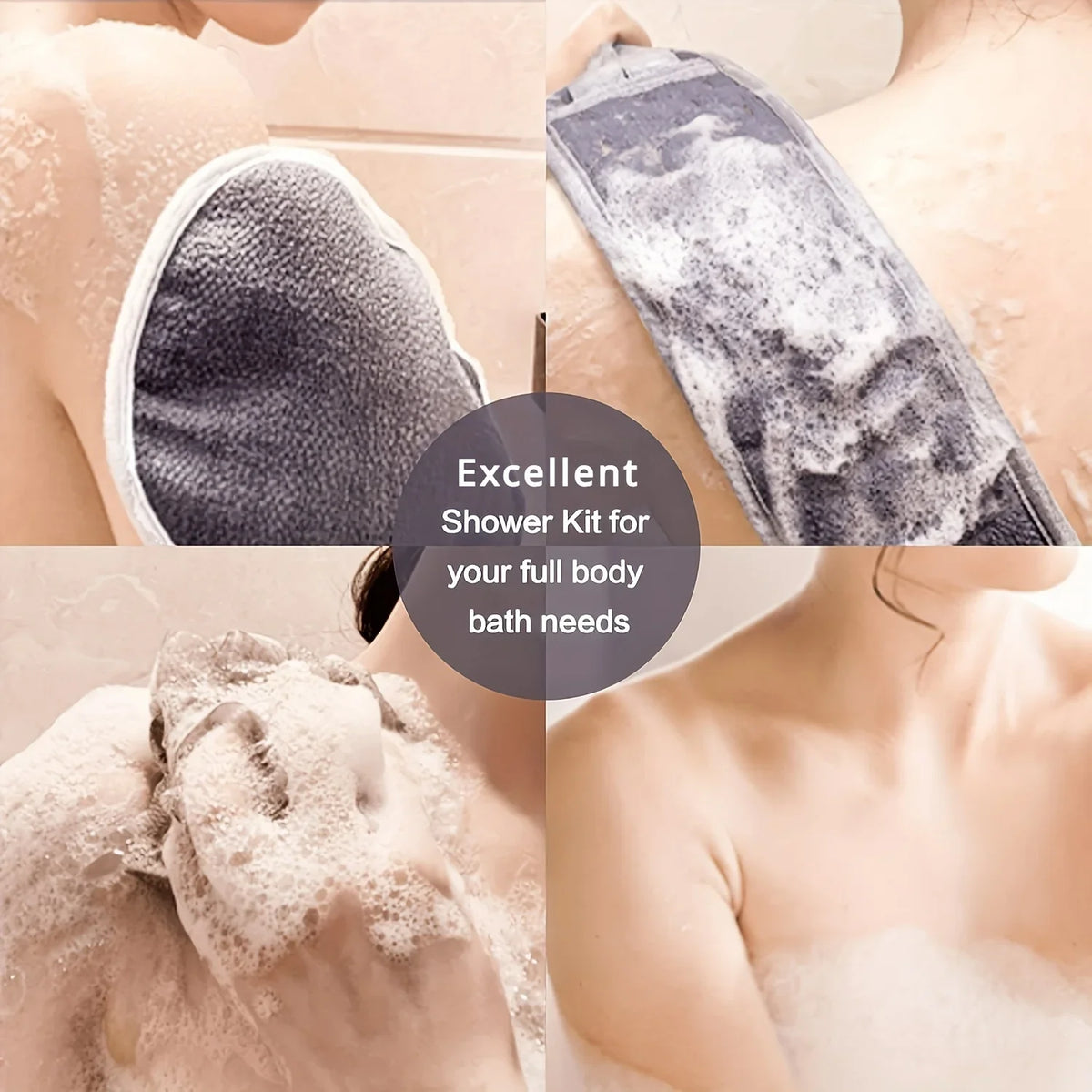Exfoliating Body Scrubber Set - Includes Back Scrubber, Bath Glove And Shower Bath Sponge Loofah - Deep Clean And Vitalize