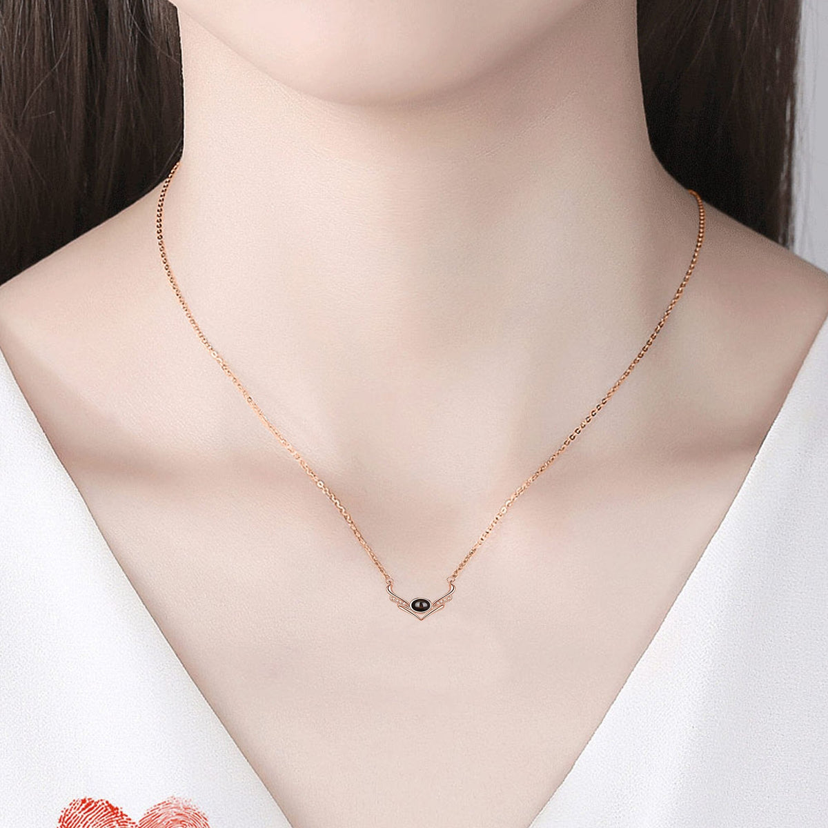 Angel wings with customizable photosProjection Necklace Pendant Jewelry