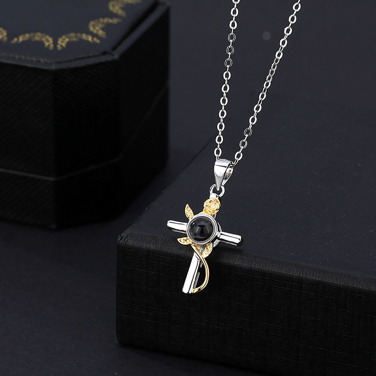Customizable Photo Cross Projection Necklace Pendant Jewelry