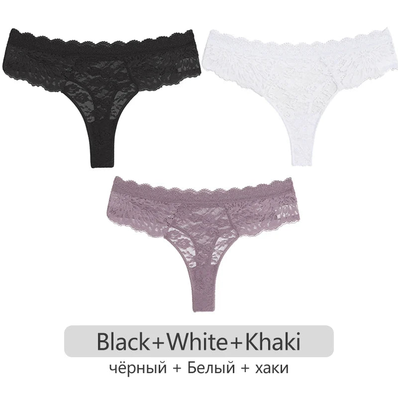 Full Lace Thongs – 3-Piece Lingerie Set for Women