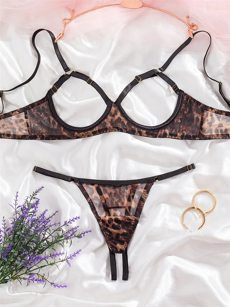Sexy Lingerie 2 Pieces Hollow Bra and Panty Set Women&