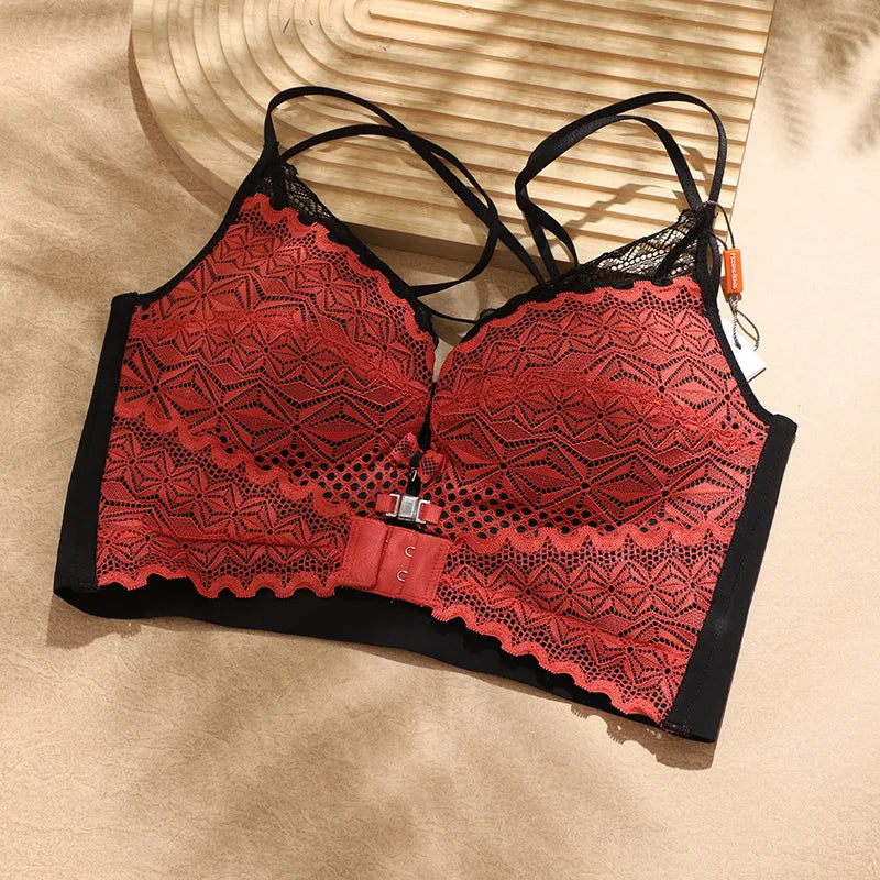 Women’s Push Up Lace Bra Comfort Padded Underwire Bra Lift Up Add One Cup Sexy Front Closure Bra Women FW7033