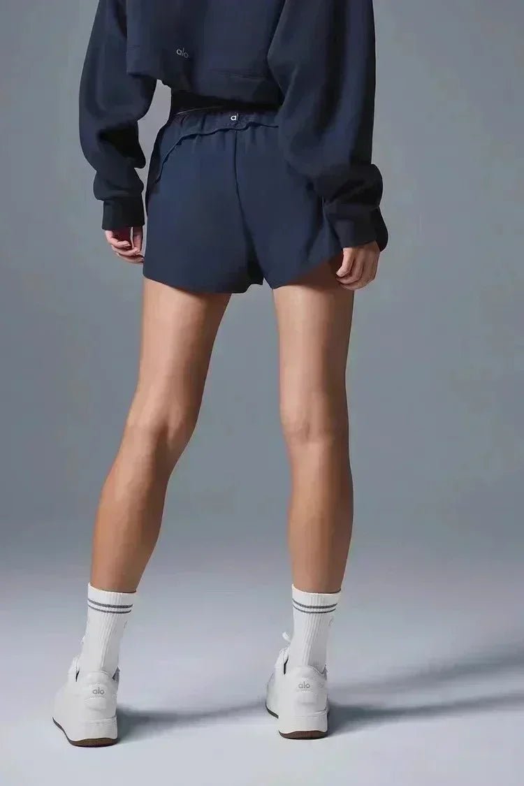 Outdoor Running Anti-Shine Sports Shorts Letter High Waisted Webbing Yoga Fitness Quick Dry Shorts