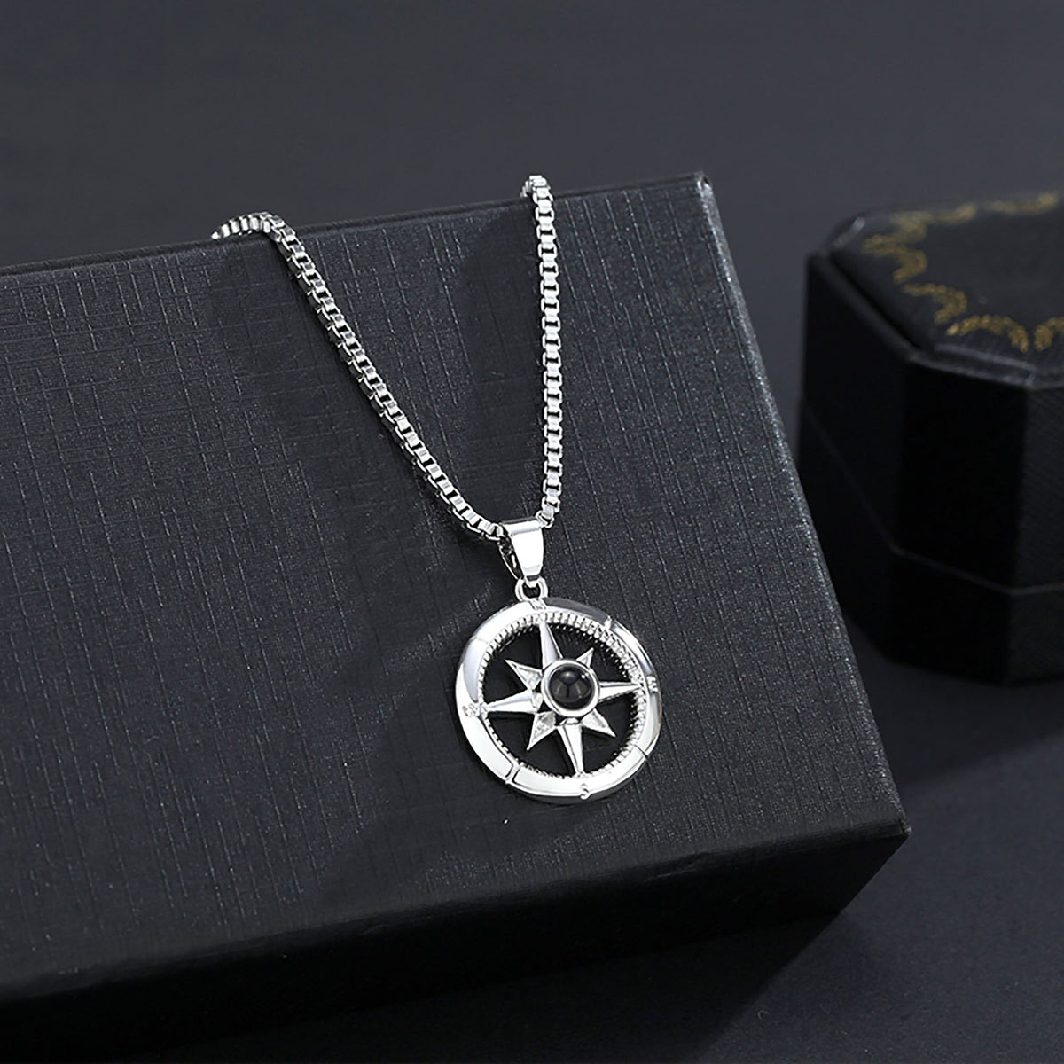 Photo customizable compassProjection Necklace Pendant Jewelry For Lover Girlfriend