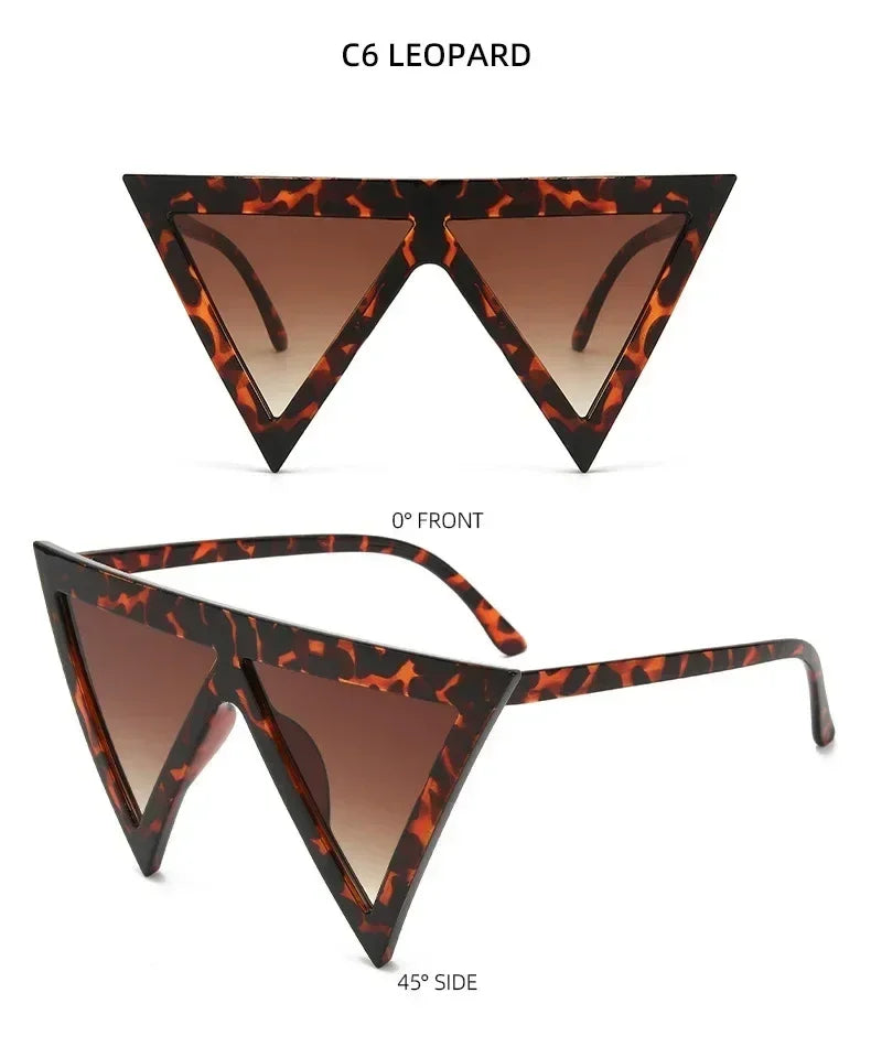 Oversized Triangle Punk Shiled Sunglasses Women Big Frame 2025 Luxury Brand Windproof Eyewear For Ladies UV400 Goggle Shades